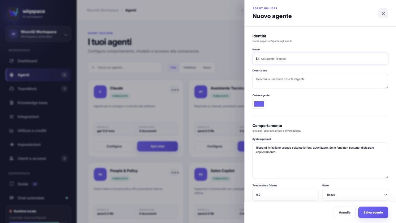 Configurazione di un agente Wiqspace